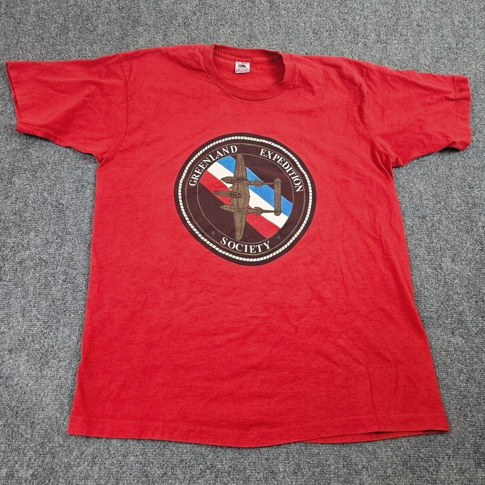 Vintage Greenland Expedition‎ Society Tshirt Red Mens XL Single Stitch 90s USA